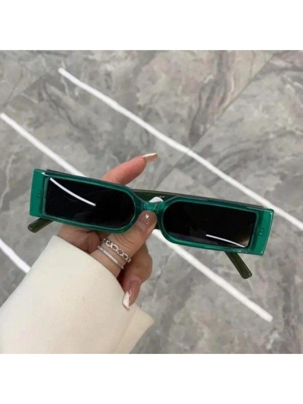 Green Y2K rectangular sunglasses